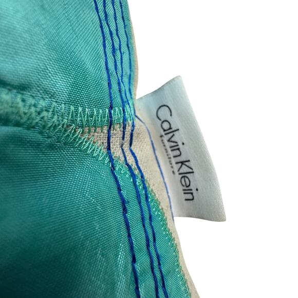 Calvin Klein Embroidered Geometric Print Linen Cotton Boho Decorative Pillow - Picture 6 of 8